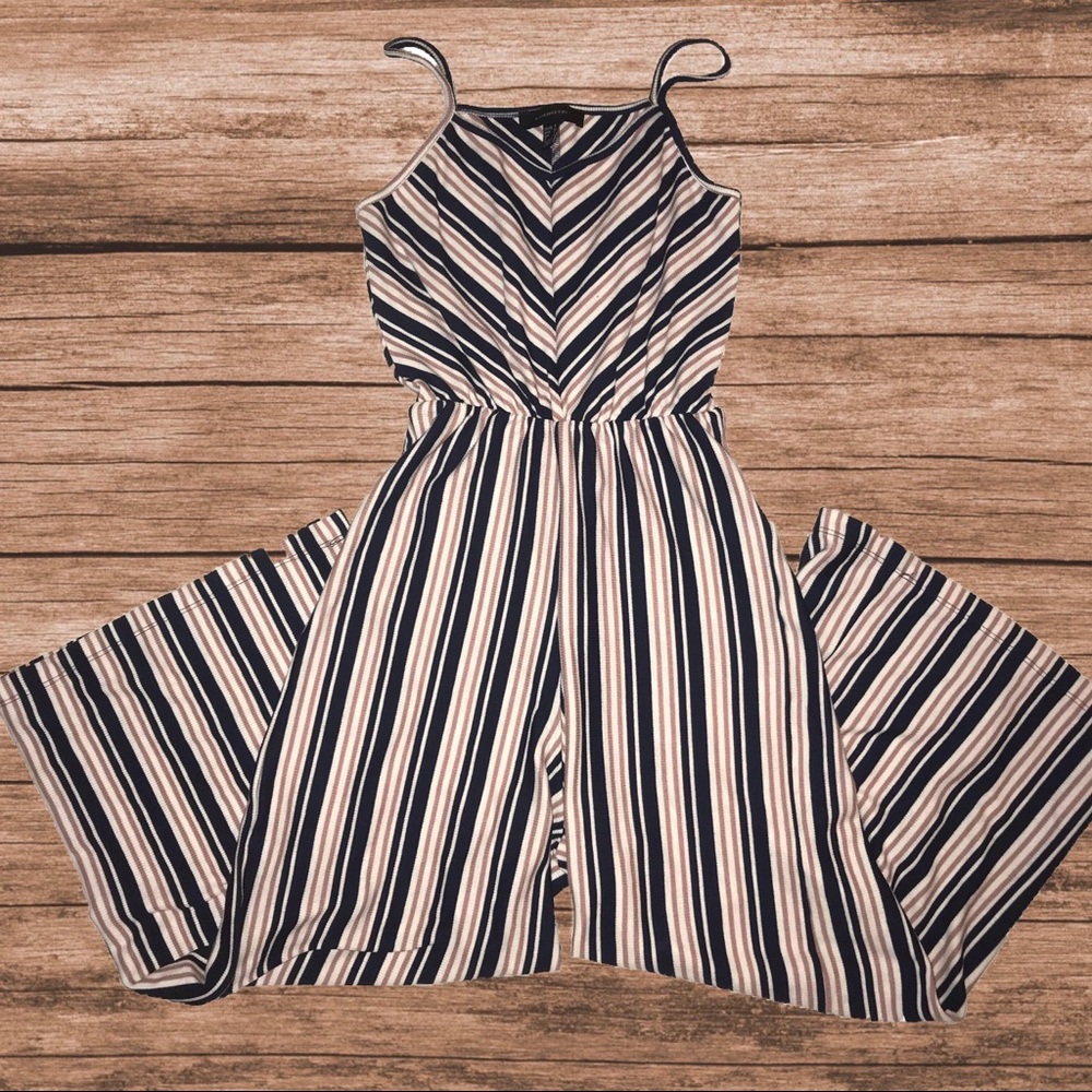 Primark Striped Cropped Wide Leg Jumpsuit S